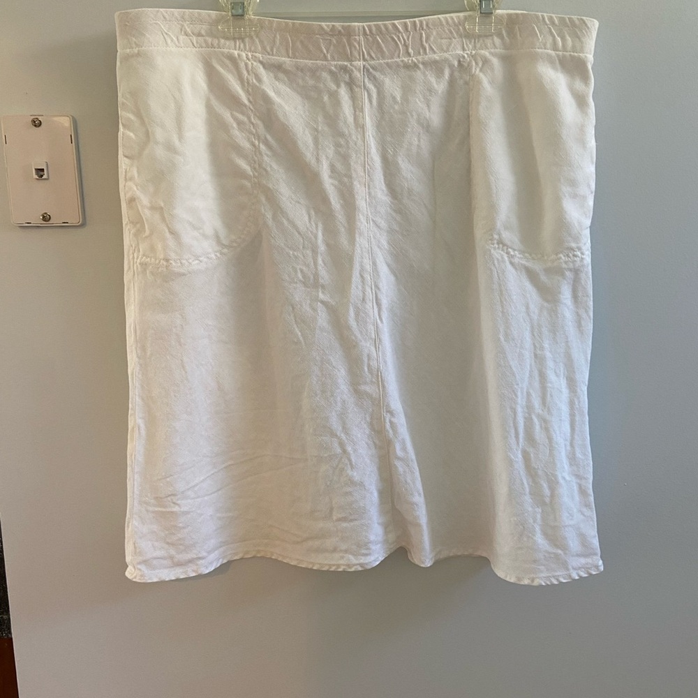 J. Jill White 100% Linen Skirt Large EUC